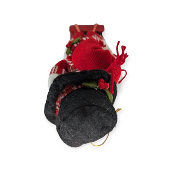 2007 Burton & Burton Sledding Snowmen Plush Pair on Wooden Sleigh - Picture 6 of 13